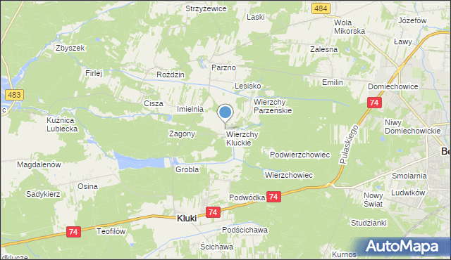 mapa Wierzchy Kluckie, Wierzchy Kluckie na mapie Targeo